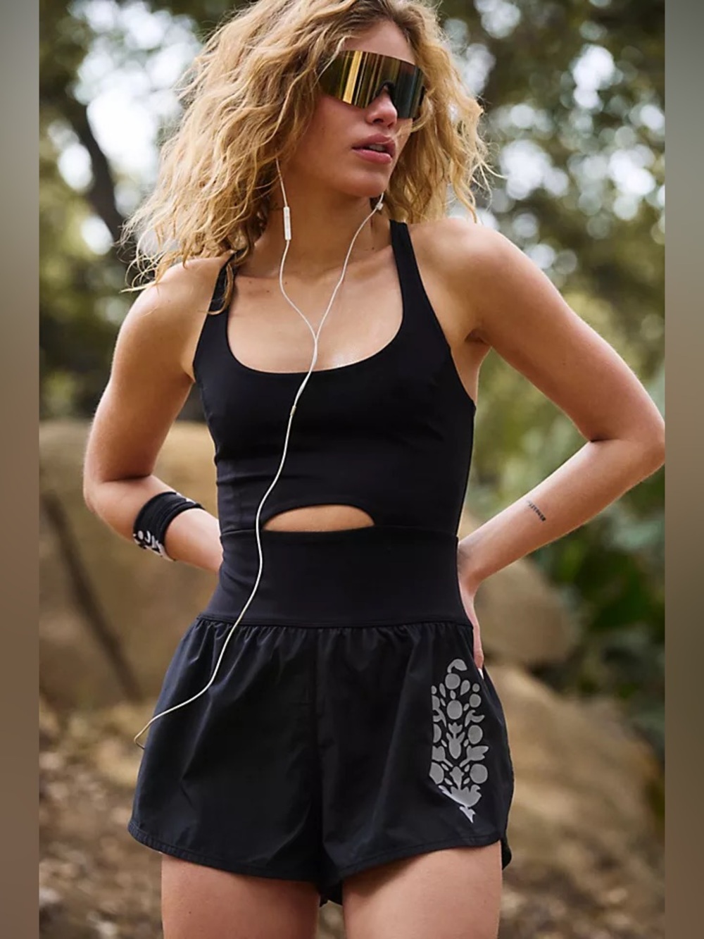 Free People FP Movement Righteous Runsie Reflect Black Romper Women’s Small NWT